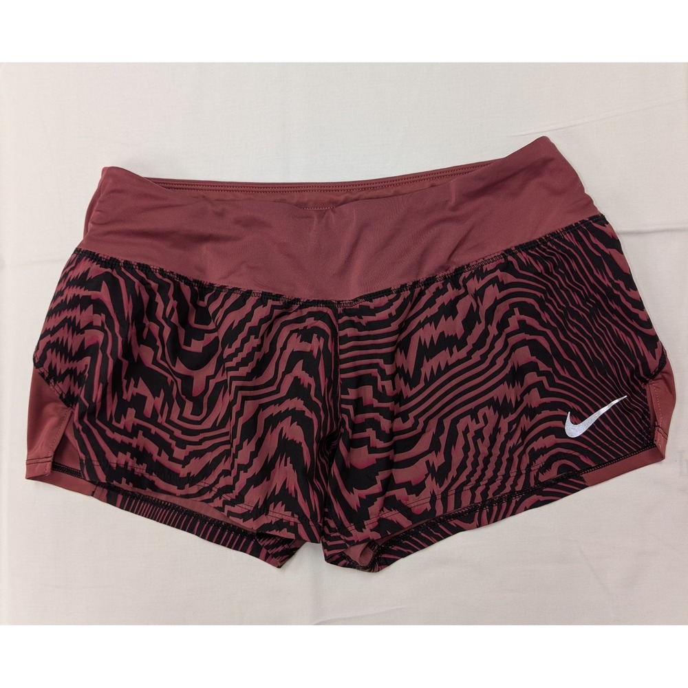 Nike Dri-FIT‎ Tempo Running Shorts Women Small Pink Black Abstract Athletic